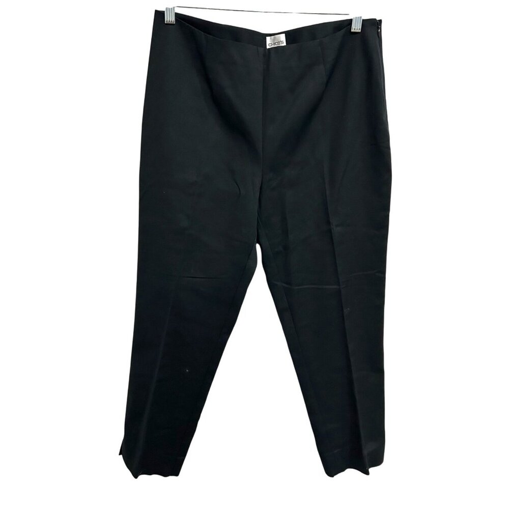 Chicos Womens Black Slim Fit Pull On Pants Size Large